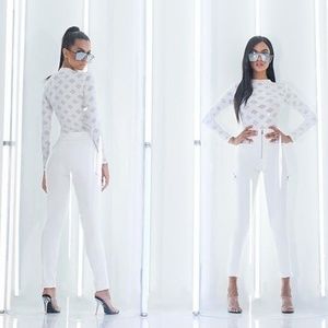 NWOT White Sheer Bodysuit Small Fashion Nova